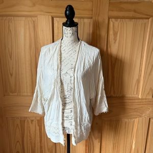 American Eagle Embroidered Floral Three Quarter Sleeved Open Cardigan